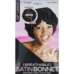 Magic Satin Bonnet Black (L). 12-Pack
