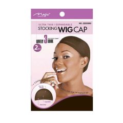 Magic Stocking Wig Cap Brown 2pcs. 12-Pack